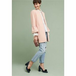 Lea & Viola Pink Bell Sleeve Ruffle Coat